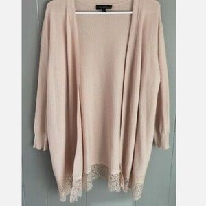 Lane Bryant (2X) Light Pink Lace Cardigan